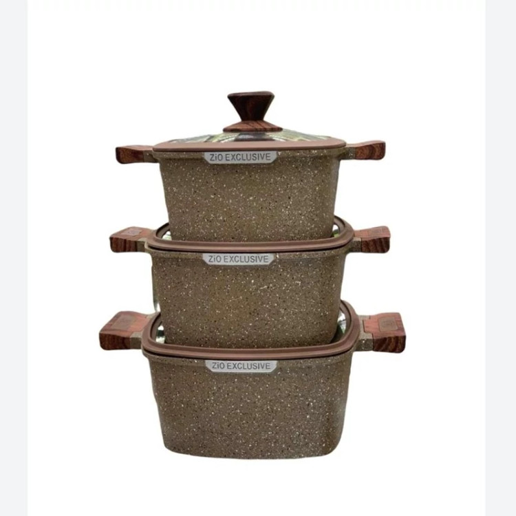 سرویس قابلمه گرانیتی ۶ پارچه مربع زیو مدل 8350.22