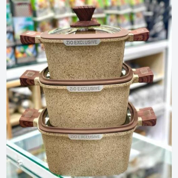 سرویس قابلمه گرانیتی ۶ پارچه مربع زیو مدل 8350.22