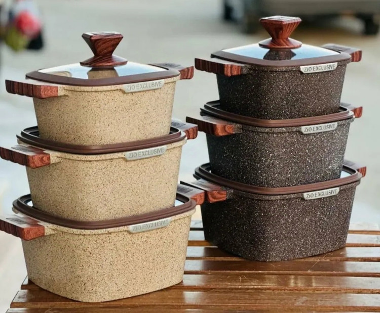 سرویس قابلمه گرانیتی ۶ پارچه مربع زیو مدل 8350.22