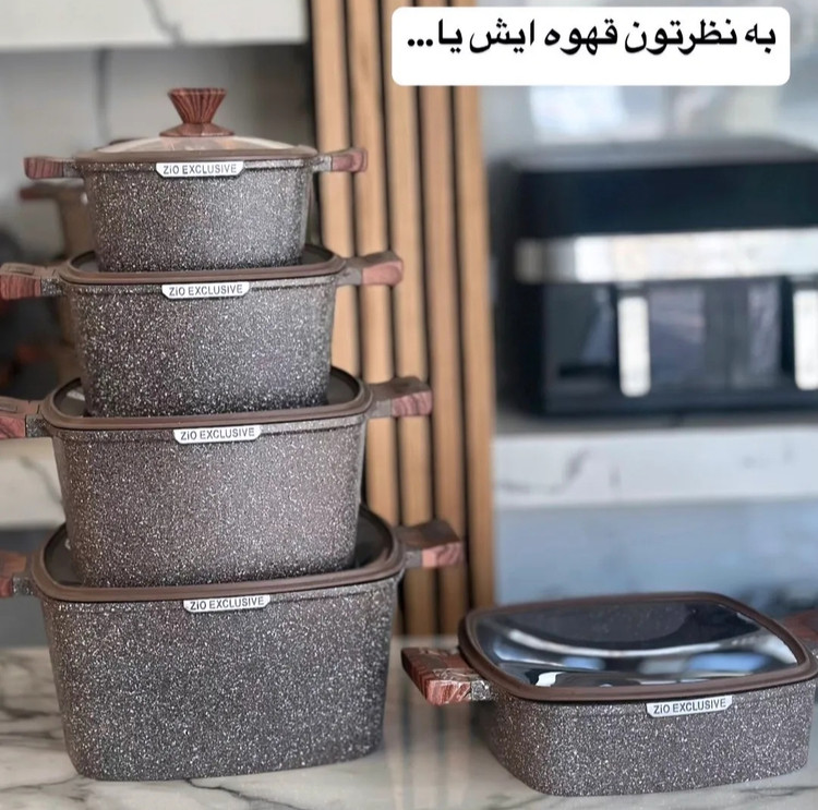 سرویس قابلمه ۱۰ پارچه گرانیتی مربع زیو مدل ZCS_8300