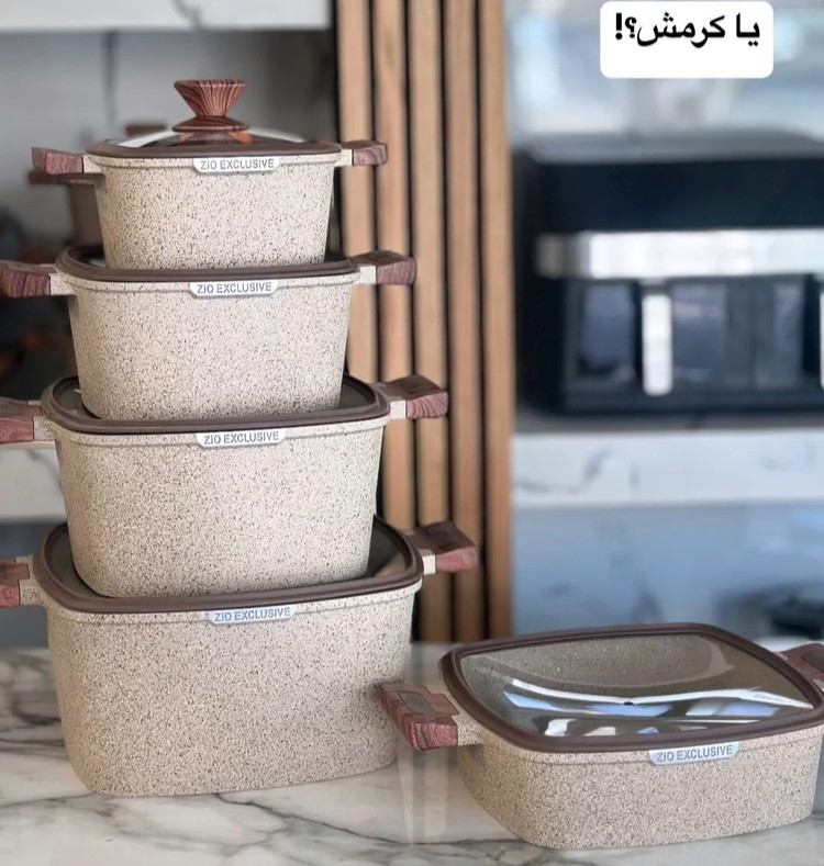 سرویس قابلمه ۱۰ پارچه گرانیتی مربع زیو مدل ZCS_8300